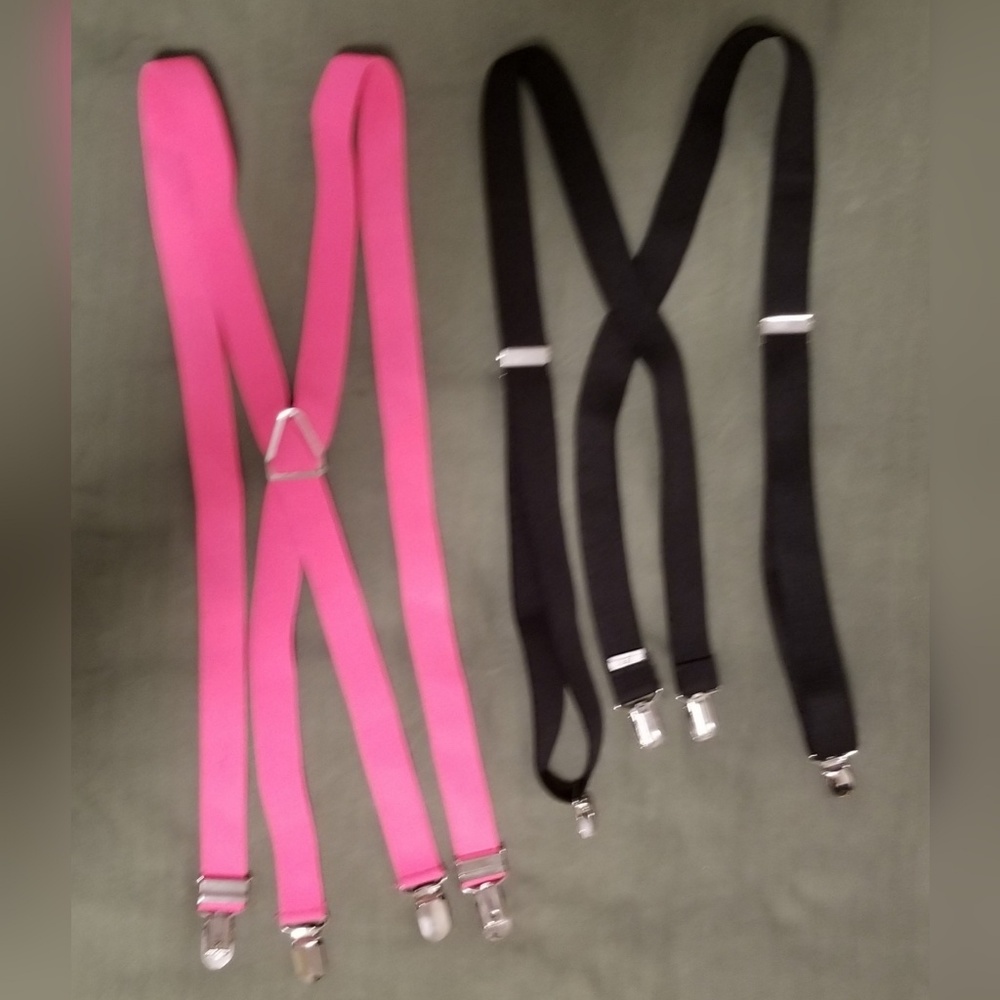 Lot of 2 SUSPENDERS - 1.0" Pink and Black